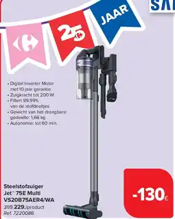 Carrefour Steelstofzuiger Jet 75E Multi VS20B75AER4/WA aanbieding