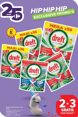 Carrefour Vaatwasmiddel Platinum Plus Dreft aanbieding
