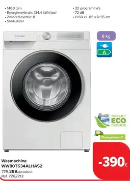Carrefour Wasmachine WW80T634ALHAS2 aanbieding