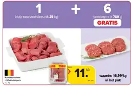 Carrefour Rundstoofvlees + 6 hamburgers aanbieding