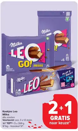 Carrefour Koekjes Leo Milka aanbieding
