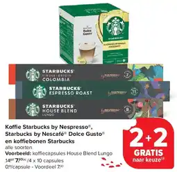 Carrefour Koffie Starbucks by Nespresso , Starbucks by Nescafé Dolce Gusto en koffiebonen Starbucks aanbieding