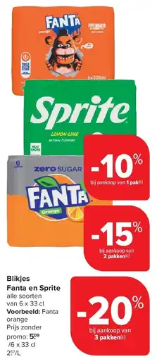 Carrefour Blikjes Fanta en Sprite aanbieding