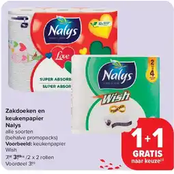 Carrefour Zakdoeken en keukenpapier Nalys aanbieding