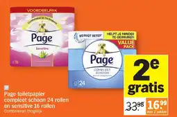 Albert Heijn Page toiletpapier compleet schoon 24 rollen en sensitive 16 rollen aanbieding