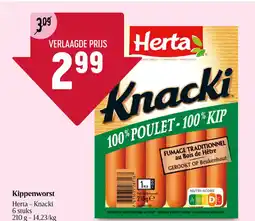 Delhaize Kippenworst Herta aanbieding