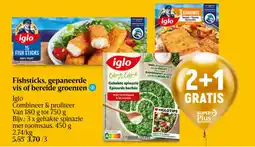 Delhaize Fishsticks, gepaneerde vis of bereide groenten Iglo aanbieding