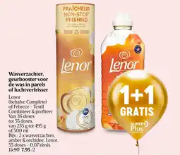 Delhaize Wasverzachter, geurbooster voor de was in parels of luchtverfrisser Lenor aanbieding