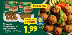 Lidl Vemondo Veggieburger of vegan balletjes aanbieding