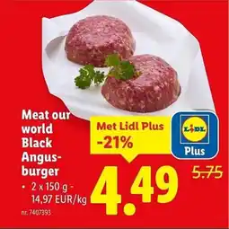 Lidl Meat our world Black Angus Burger aanbieding