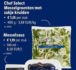 Lidl Chef select mosselgroenten met zakje kruiden aanbieding