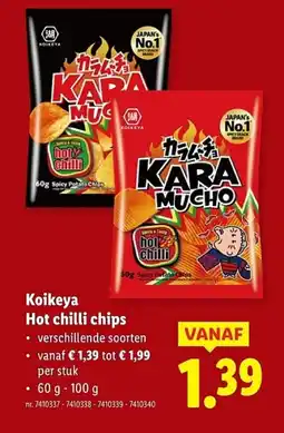 Lidl Koikeya hot chilli chips aanbieding