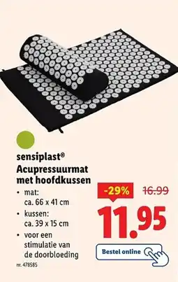 Lidl Sensiplast acupressuurmat met hoofdkussen aanbieding