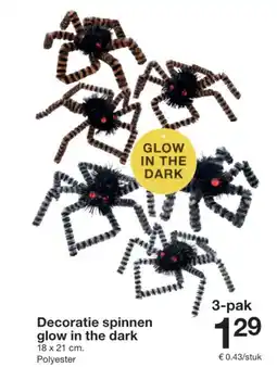 Zeeman Decoratie spinnen glow in the dark aanbieding