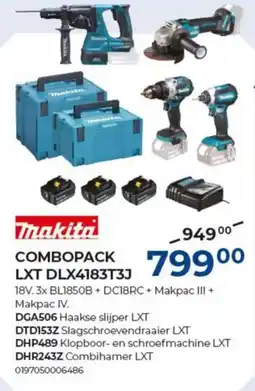 Meno Makita combopack LXT DLX4183T3J aanbieding