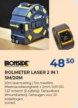 Meno Ironside rolmeter laser 2 IN 1 5M/20M aanbieding