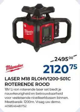 Meno Milwaukee laser M18 RLOHV1200-501C roterende rood aanbieding