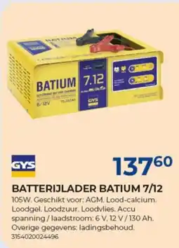 Meno Gys batterijlader batium 7/12 aanbieding