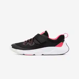 Decathlon Lichte kindersneakers klittenband elastische veters Playful Fast zwart roze aanbieding