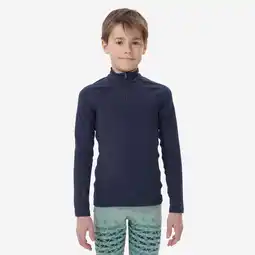 Decathlon Kinderthermoshirt voor skiën BL 500 halve rits blauw aanbieding