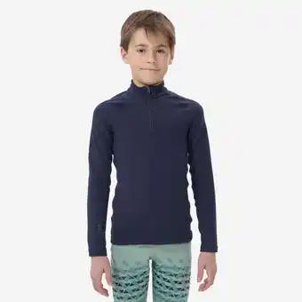 Decathlon Kinderthermoshirt voor skiën BL 500 halve rits blauw aanbieding