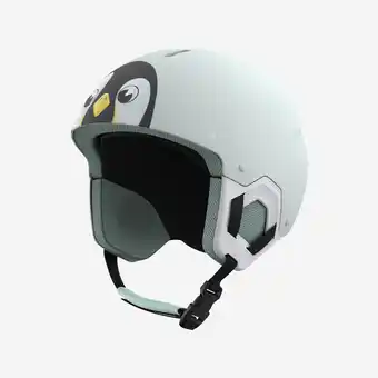Decathlon Skihelm voor kinderen H-KID 500 ijsblauw pinguïn aanbieding