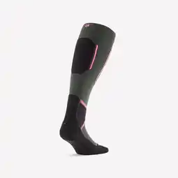 Decathlon Skisokken voor volwassenen 500 merinowol kaki roze aanbieding