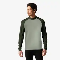Decathlon Warm en ademend herenthermoshirt voor skiën 500 donkergroen/lichtgroen aanbieding