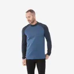 Decathlon Warm en ademend herenthermoshirt voor skiën 500 blauw/grijs aanbieding