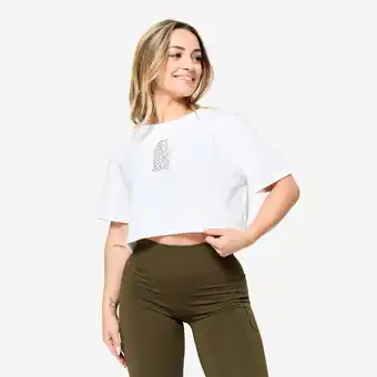 Decathlon Crop top voor krachttraining dames los model wit aanbieding