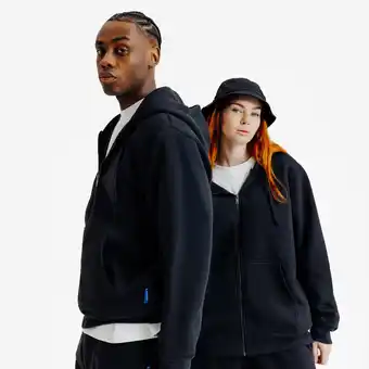 Decathlon Uniseks sweatvest met rits Elementals zwart aanbieding
