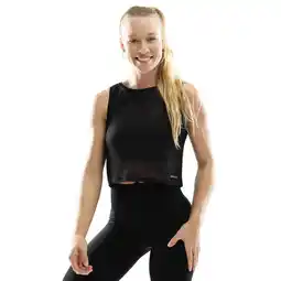Decathlon Dames Fitness mouwloze crop top Beat Zwart aanbieding