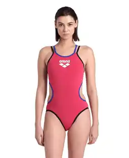 Decathlon Arena Badpak One Double Cross Back One Piece Roze-Neon-Blauw-Zwart aanbieding
