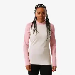 Decathlon Warm en ademend damesthermoshirt voor skiën BL 500 beige/roze aanbieding