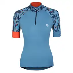 Decathlon Dames Follow Through fietstrui met luipaardprint (Niagara Blauw) aanbieding