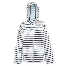 Decathlon Dames Bayletta II Gestreepte Hoodie met volledige rits (Wit/Zwaar) aanbieding
