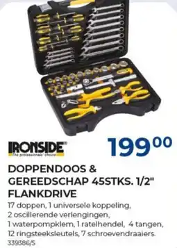 Meno Ironside doppendoos & gereedschap 45stks. 1/2" flankdrive aanbieding