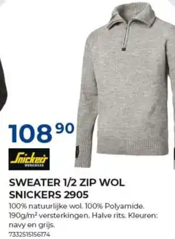 Meno Snickers sweater 1/2 zip wol snickers 2905 aanbieding