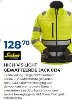 Meno Snickers high-vis licht gewatteerde jack 8134 aanbieding