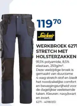 Meno Snickers werkbroek 6271 stretch met holsterzakken aanbieding