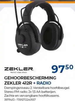 Meno Zekler gehoorbescherming zekler 412r + radio aanbieding