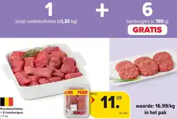 Carrefour Market Rundstoofvlees + 6 hamburgers aanbieding