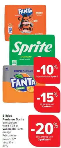 Carrefour Market Fanta en Sprite Blikjes aanbieding