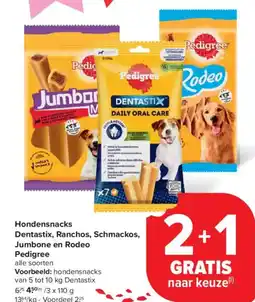 Carrefour Market Pedigree Hondensnacks Dentastix, Ranchos, Schmackos, Jumbone en Rodeo aanbieding