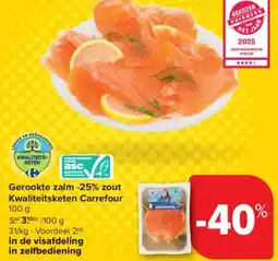Carrefour Market Gerookte zalm -25% zout Kwaliteitsketen Carrefour aanbieding
