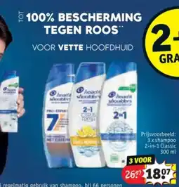 Kruidvat Head & shoulders shampoo 2-in-1 Classic 300 ml aanbieding