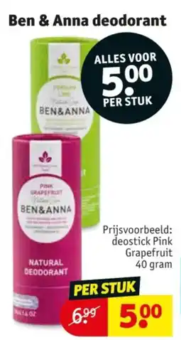 Kruidvat Ben & Anna deodorant aanbieding