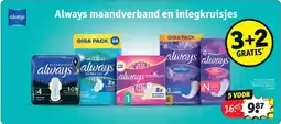 Kruidvat Always maandverband en inlegkruisjes aanbieding
