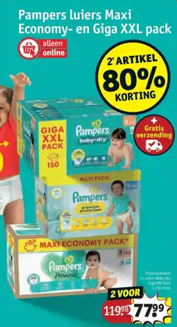 Kruidvat Pampers luiers Maxi Economy- en Giga XXL pack aanbieding