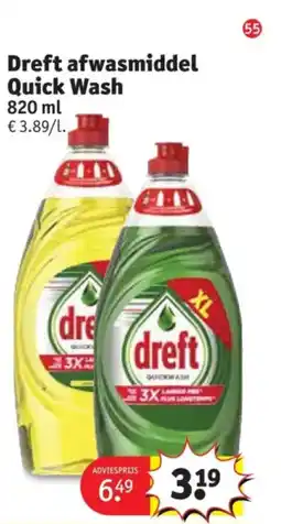 Kruidvat Dreft afwasmiddel Quick Wash aanbieding